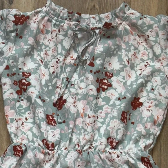 Floral Kids Dress in Blue and Brown - Picture 2 of 4